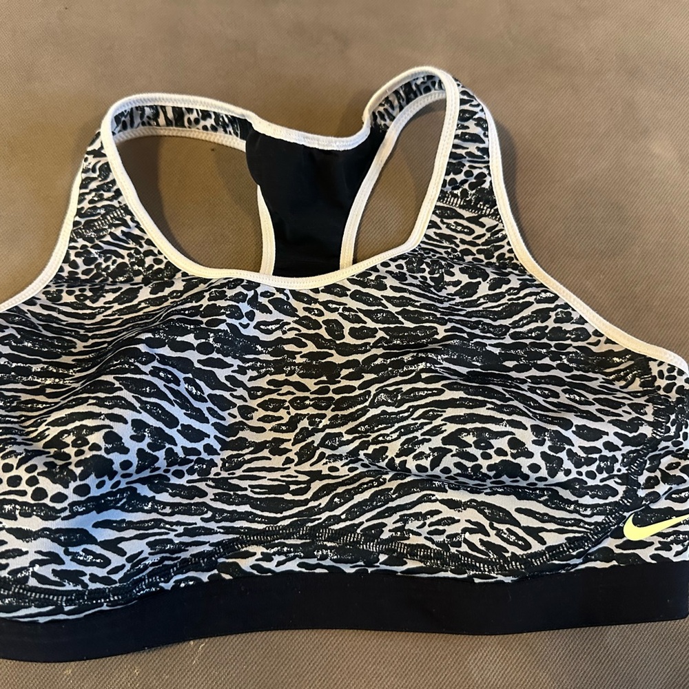 Nike Black and White Sports Bra with Racerback Design